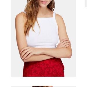 Free people set up tank square neck ribbed XS white